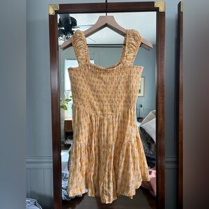 Free People Mustard Floral Mini Dress